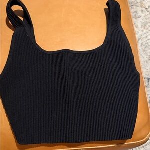 Babaton Midnight Ribbed Crop Top
